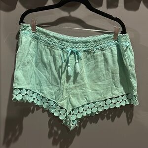 Aerie Mint Green Lace Trim Shorts